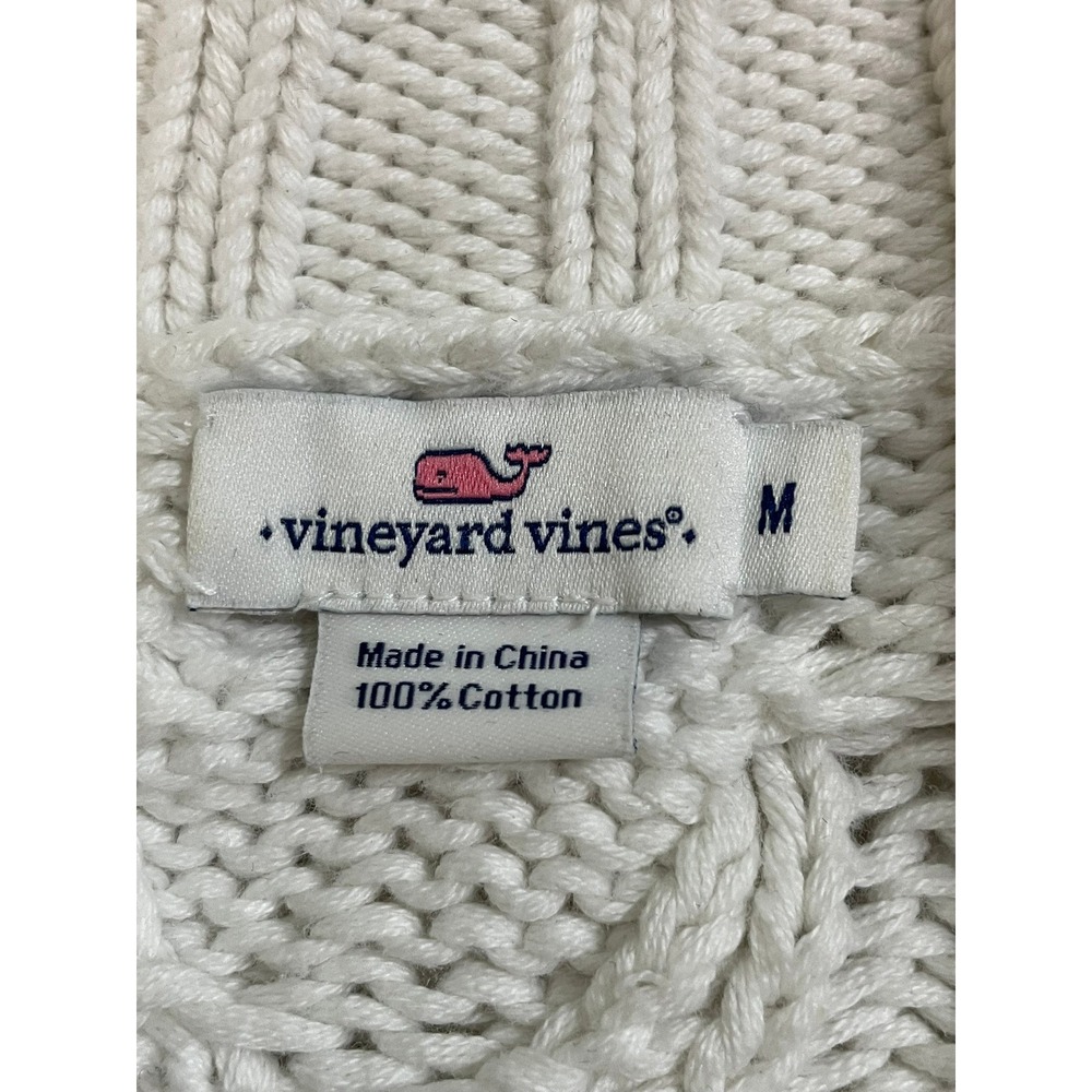 Vineyard Vines Cable Knit Cotton Sweater Women's Size M Crew Neck Long Sleeve - Picture 6 of 7